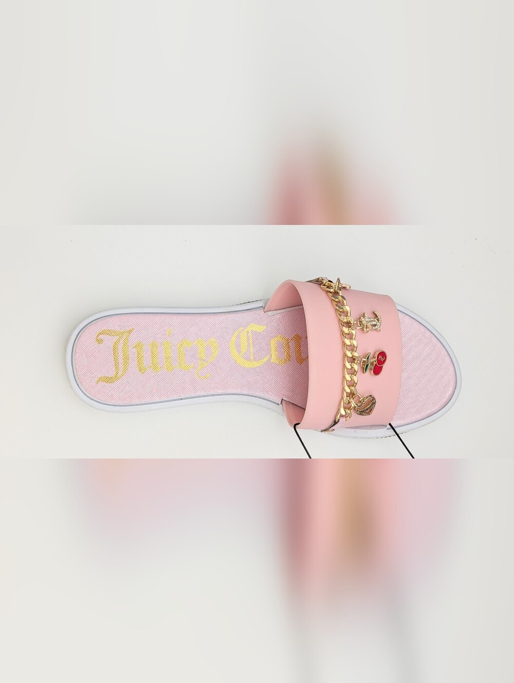 Juicy Couture (7M) JC-Yaretta Pink Slides/Flats/Sandals w/Gold Chain Charms - Picture 5 of 11